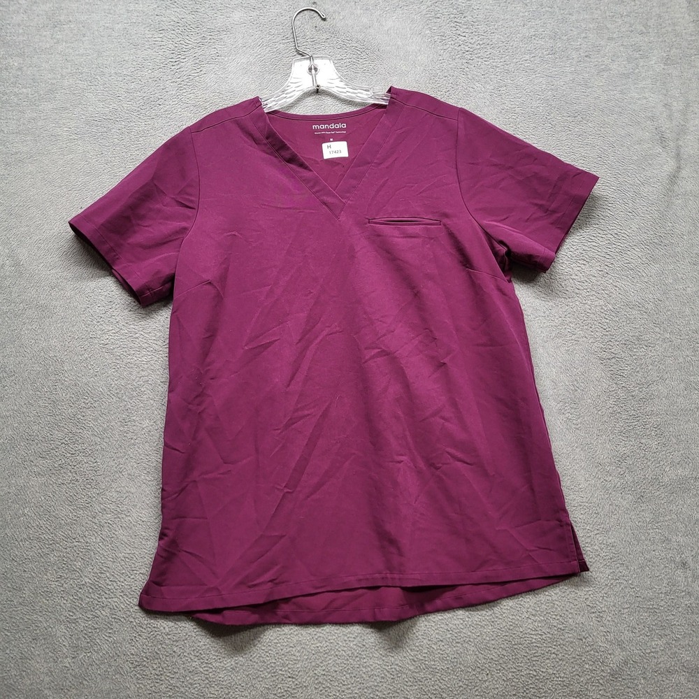 Mandala Women Scrub Top M Purple Equa-Tek Activewear PO19G-B Short Sleeve